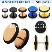 blk390 anodized 316l steel fake plugs with colored o ring