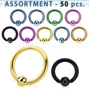 blk392 top pvd plated 316l ball closure ring with 3mm ball