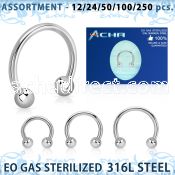 blk474 sterilized 316l steel circular barbell w 3mm balls