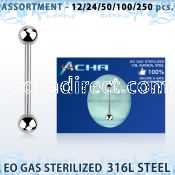 blk477 sterilized 316l steel tongue barbell w 6mm ball