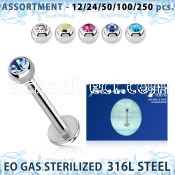 blk485 sterilized 316l steel labret with 3mm bezel ball