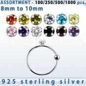 blk544 bulk of silver noose hoop w 2mm prong set cz stone