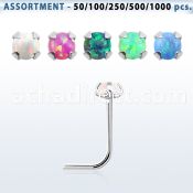 blk572 sterling silver nose stud piercing bulk w 2mm opal