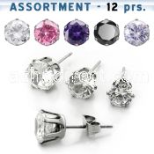 blk60 316l steel ear studs with 3 5mm prong cz stone