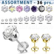 blk62 bulk of 316l steel ear stud w 6 8mm prong cz