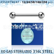 blk679 eo gas sterilized 316l steel nipple barbell 4mm