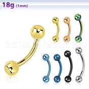 bn18b3 316l steel eyebrow banana 18g 1mm with two 3mm balls