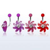 bnacblc 316l steel belly banana w acrylic sun ball w crystal