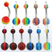 bnbd 316l steel belly banana with 5 8mm acrylic bead ball