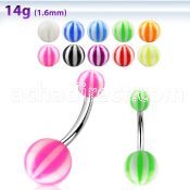 bnbe 316l steel belly banana with 5 8mm acrylic beach ball