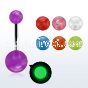 bnbgl 316l steel belly banana with acrylic glow bubble ball