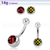 bnche 316l steel belly banana w acrylic checkered ball logo
