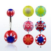 bndxe 316l steel belly banana with 5 8mm flower acrylic ball