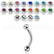 bne1c 316l steel eyebrow banana with bezel ball steel ball