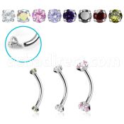 bne2czin internally threaded steel eyebrow banana w 3mm cz stone