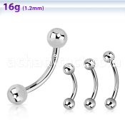 bneb 316l steel eyebrow banana with two 3mm balls