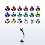 bnec3 316l steel belly banana with 3mm multi jewel ball