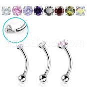 bneczin steel banana prong set cz plain ball internal