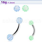 bnedxw steel eyebrow banana w 3mm acrylic balls w star pattern