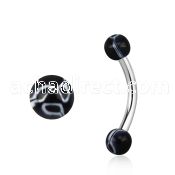 bnedxx steel eyebrow banana w 3mm black white flower balls