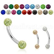 bnefr3 316l steel eyebrow banana with 3mm crystal ball w resin