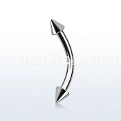bnenx25 surgical steel eyebrow banana with two 2 5mm cones