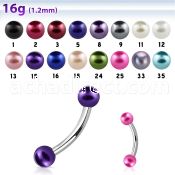 bnepr 316l steel eyebrow banana with 3mm faux pear balls