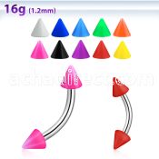 bnesacn 316l steel eyebrow banana w 3mm solid color acrylic cone