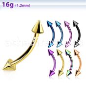 bnetcn premium pvd plated 316l steel eyebrow banana w 3mm cone