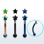 bnetsr anodize 316l steel eyebrow banana with crystal star top