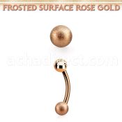 bnett1fo rose gold steel eyebrow banana w 3mm frosted steel ball
