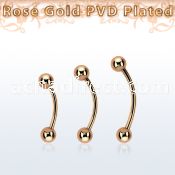 bnettb4 rose gold steel eyebrow banana w 2 4mm balls