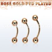 bnettb5 rose gold steel eyebrow banana w 2 5mm balls