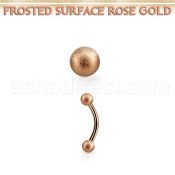 bnettfo3 rose gold steel eyebrow banana w 3mm frosted steel balls