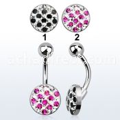 bnmtj23 steel belly banana w flat w crystals in a dotted design
