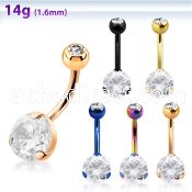 bnrdz8jbt pvd plated steel casting belly banana 14g cz jewel