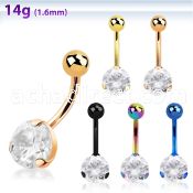 bnrdz8t pvd plated steel casting belly banana 14g cz ball