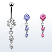 bnrz351 casted steel cz belly banana w prong set round czs