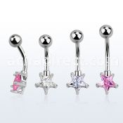 bnstz 316l steel belly banana w 8mm star prong cz ball