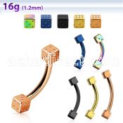 bnt2di anodized 316l steel eyebrow banana w 3mm dice
