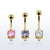 bntczh gold anodized steel belly banana w cz stone w hoop