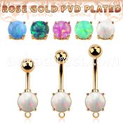 bnttrdoh rosegold plated 316l steel belly banana opal