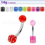 bnuvdic 316l steel belly banana w crystal studded uv ball dice