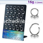 board w steel hinged segment rings 16g clear crystals