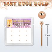 box w 14kt rose gold nose bend it nose stud w 1.5mm ball