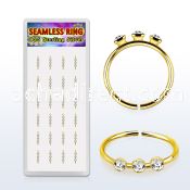 box w gold silver seamless nose hoop w 3 1.5mm crystal