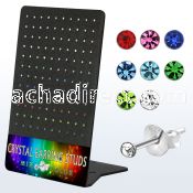 br007 silver earstud w 1 5mm crystal tops in assorted colors