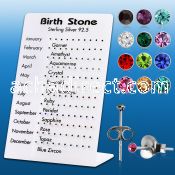 br943 silver birth stone earstuds with 1 5mm round crystal top