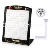 brac21 display w 120 bio  flex nose studs w 2mm clear crystal
