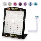 brac24 display w 120 bio  flex nose studs w 2.5mm crystals